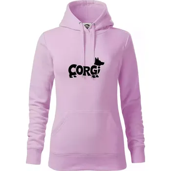 Dámská mikina Corgi nápis v těle - Mikina dámská Cape s kapucí - XS ( Orchid )