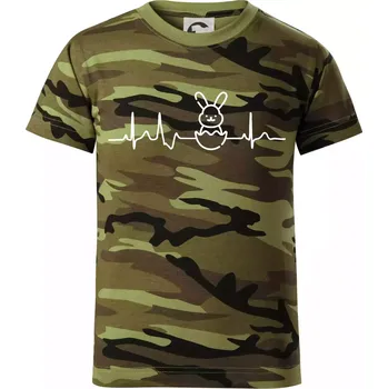 EKG Velikonoční zajíc - Dětské maskáčové triko - 146 cm/10 let ( Zelený maskáč )