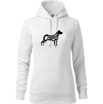 Dámská mikina Cane corso nápis v těle - Mikina dámská Cape s kapucí - 2XL ( Bílá )