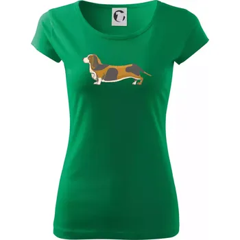 Dámské tričko Vintage basset - Dámské triko Pure - S ( Středně zelená )