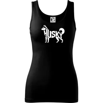 Dámské tričko Husky nápis v těle - Dámské tílko - 2XL ( Černá )