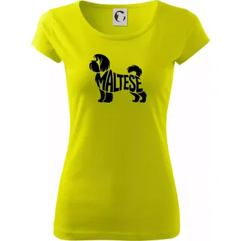 Maltézský psík nápis v těle - Dámské triko Pure - XS ( Limetková )