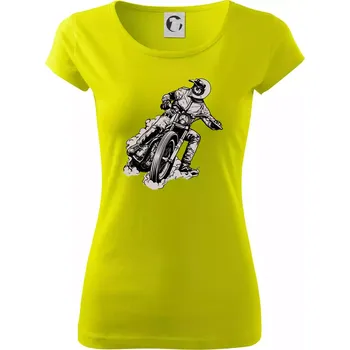 Motorkář bokem - Dámské triko Pure - S ( Limetková )
