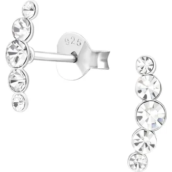 Náušnice Stříbrné náušnice Geometric s Krystaly Ag 925/1000