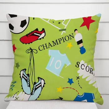 Povlak na polštářek Dětský bavlněný povlak na polštář Sandra SA-645 Fotbal to je hra - na zeleném 50 x 60 cm