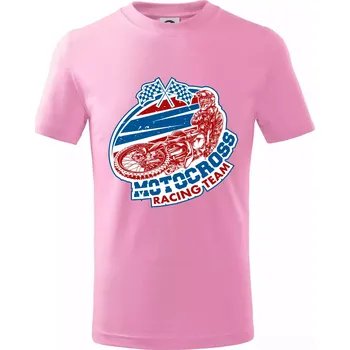 Motocross racing team - Tričko dětské bavlněné - 158 cm/12 let ( Růžová )
