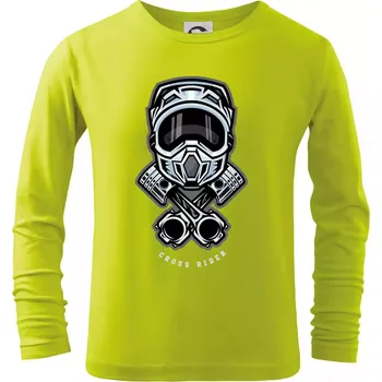 Dětská móda Cross rider písty helma - Triko dětské Long Sleeve - 134 cm/8 let ( Limetková )