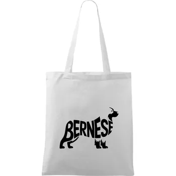 Bernese Mountain Dog nápis v těle - Taška bavlněná - 42 x 38 cm ( Bílá )
