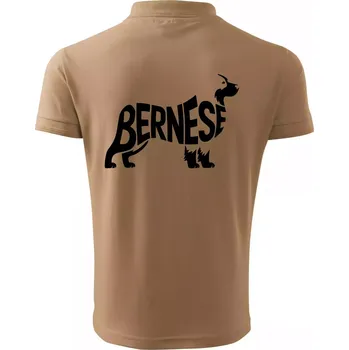 Pánská košile Bernese Mountain Dog nápis v těle - Polokošile pánská Pique Polo 203 - 5XL ( Písková )