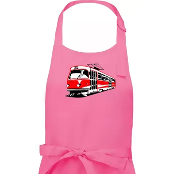 Kuchyňská zástěra Tramvaj T3R barevná - Dámská zástěra na vaření - Univerzální velikost ( Růžová )