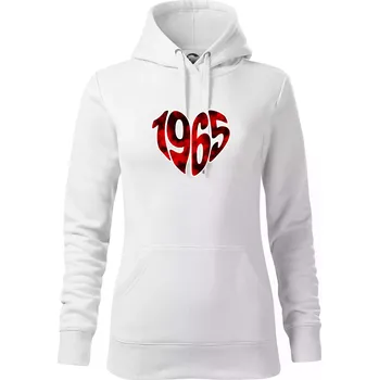 Dámská mikina 1965 v srdci - Mikina dámská Cape s kapucí - L ( Bílá )