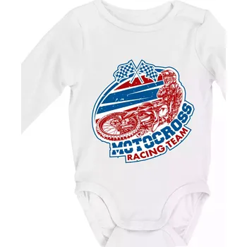 Kojenecké oblečení Motocross racing team - Body kojenecké s dlouhým rukávem - Dlouhý r. do 3 měs ( Bílá )