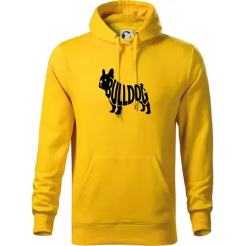 Pánská mikina Bulldog nápis v těle - Mikina pánská Cape s kapucí - 3XL ( Žlutá )