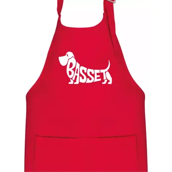 Kuchyňská zástěra Basset nápis v těle - Dětská zástěra na vaření - Univerzální velikost ( Červená )
