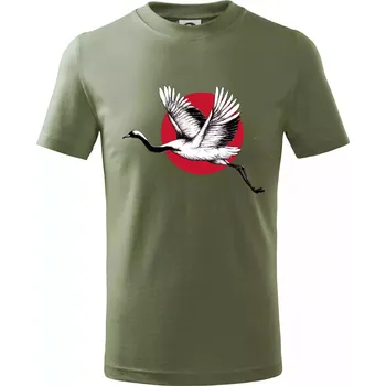 Japan culture - čáp - Tričko dětské bavlněné - 104-110cm / 3-4 roky ( Khaki )