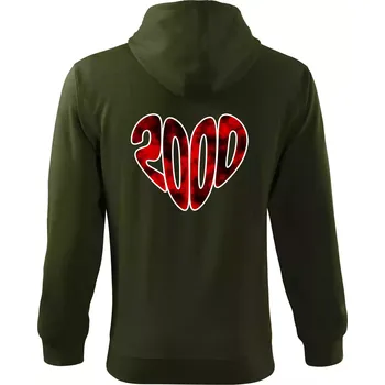 Pánská mikina 2000 v srdci - Mikina s kapucí na zip trendy zipper - XL ( Military )