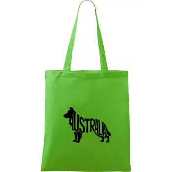 Nákupní taška Australský Ovčák - nápis v těle - Taška bavlněná - 42 x 38 cm ( Apple Green )