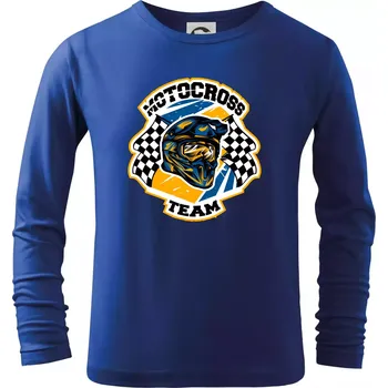 Chlapecké tričko Motocross team helma - Triko dětské Long Sleeve - 158 cm/12 let ( Královská modrá )