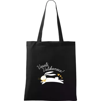Nákupní taška Veselé Velikonoce - bíle - Taška bavlněná - 42 x 38 cm ( Černá )