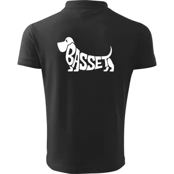 Pánská košile Basset nápis v těle - Polokošile pánská Pique Polo 203 - 4XL ( Dřevěné uhlí )