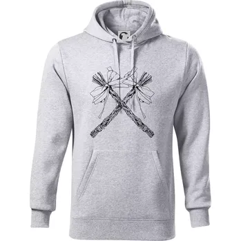 Pánská mikina Pomlázky zkřížené - Mikina pánská Cape s kapucí - 2XL ( Světlešedý Melír )