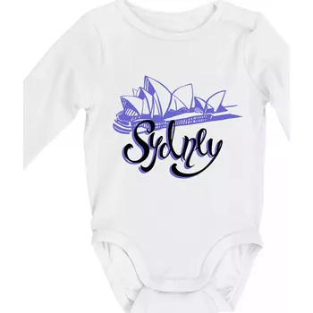 Sydney Lettering - Body kojenecké s dlouhým rukávem - Dlouhý r. 6-12 měs ( Bílá )