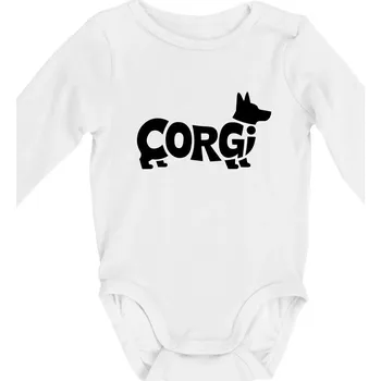 Kojenecký body Corgi nápis v těle - Body kojenecké s dlouhým rukávem - Dlouhý r. do 3 měs ( Bílá )