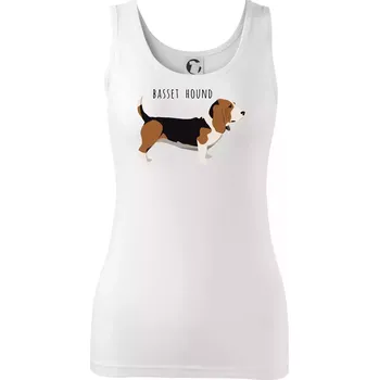 Dámské tričko Basset hound pes s nápisem - Dámské tílko - 2XL ( Bílá )