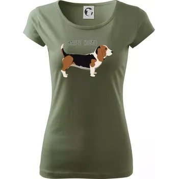Dámské tričko Basset hound pes s nápisem - Dámské triko Pure - 2XL ( Khaki )
