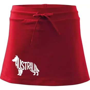 Dámská sukně Australský Ovčák - nápis v těle - Sportovní sukně - two in one - M ( Červená )
