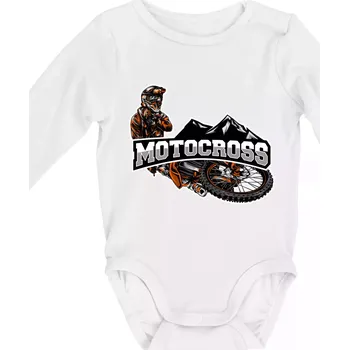 Motocross pohoří - Body kojenecké s dlouhým rukávem - Dlouhý r. do 3 měs ( Bílá )