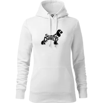 Dámská mikina Kavalír king Charles španěl nápis v těle - Mikina dámská Cape s kapucí - S ( Bílá )