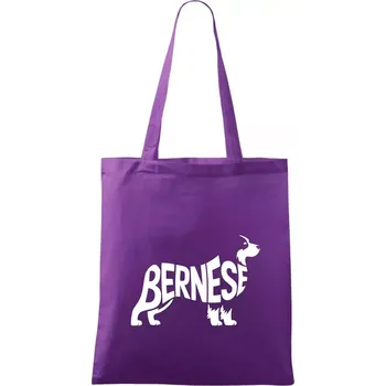 Bernese Mountain Dog nápis v těle - Taška bavlněná - 42 x 38 cm ( Fialová )