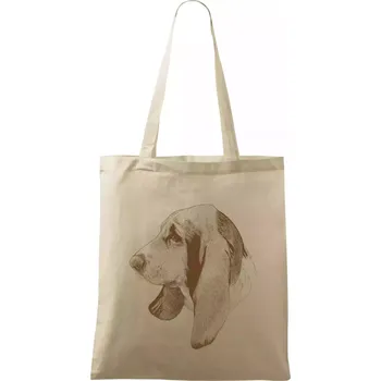 Nákupní taška Basset - kreslená hlava - Taška bavlněná - 42 x 38 cm ( Naturální )