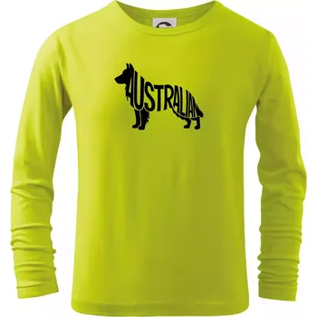 Dětská móda Australský Ovčák - nápis v těle - Triko dětské Long Sleeve - 134 cm/8 let ( Limetková )