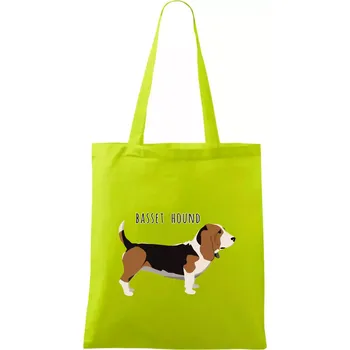 Nákupní taška Basset hound pes s nápisem - Taška bavlněná - 42 x 38 cm ( Limetková )