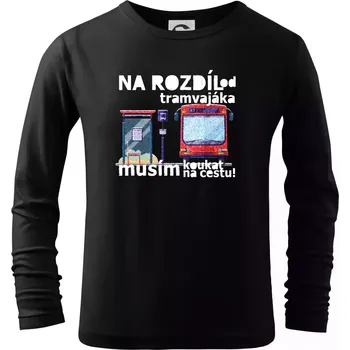 Chlapecké tričko Na rozdíl od tramvajáka musím koukat na cestu - Triko dětské Long Sleeve - 122 cm/6 let ( Černá )