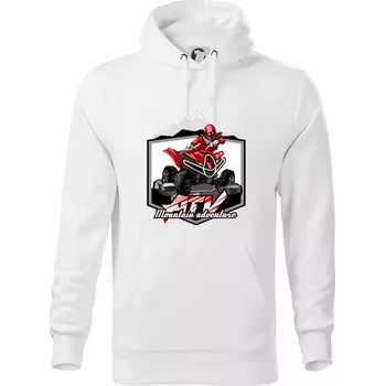Pánská mikina ATV čtyřkolka Mountain - Mikina pánská Cape s kapucí - 4XL ( Bílá )