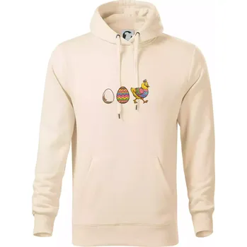 Pánská mikina Evoluce vajíčka - velikonoce - slepice - Mikina pánská Cape s kapucí - M ( Mandlová )