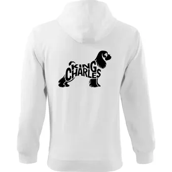 Pánská mikina Kavalír king Charles španěl nápis v těle - Mikina s kapucí na zip trendy zipper - 2XL ( Bílá )