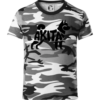 Chlapecké oblečení Akita Inu - Nápis v těle - Dětské maskáčové triko - 134 cm/8 let ( Šedý maskáč )