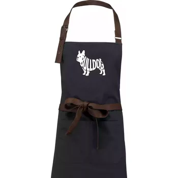 Kuchyňská zástěra Bulldog nápis v těle - Zástěra Vintage - Univerzální velikost ( Dřevěné uhlí )