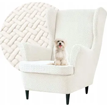 Křeslo ELASTICKÝ POTAH NA KŘESLO UŠÁK ŽAKÁROVÝ VZOR JEDLIČKA PREMIUM KRÉMOVÝ