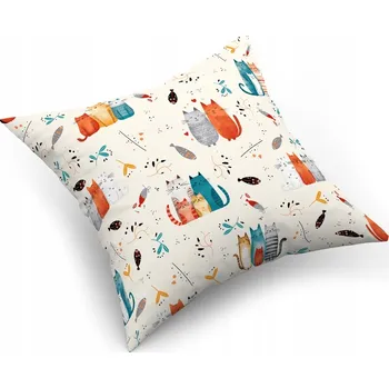 Povlak na dekorativní polštářek Povlak na polštářek "jasiek" 40x40 100% BAVLNA - RODINNÉ KOČKY BAREVNÝ