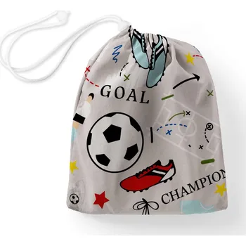 Školní sáček Bavlněný pytlík/sáček na přezůvky Sandra SA-646 Fotbal to je hra - na šedém