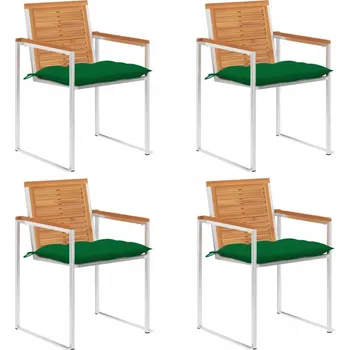 VidaXL Zahradní židle s polštáři, ks 4 kusů, masivní akáciové dřevo