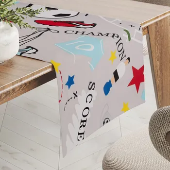 ubrus Dětský bavlněný běhoun na stůl Sandra SA-646 Fotbal to je hra - na šedém 35x120 cm