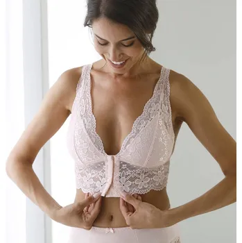 Podprsenka Krajková podprsenka se zapínáním vpředu, bez kostic pudrová 90C