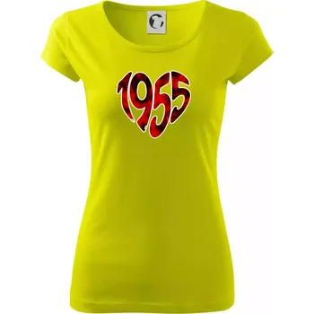 Dámské tričko 1955 v srdci - Dámské triko Pure - L ( Limetková )
