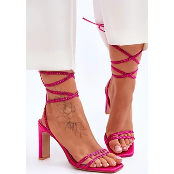 Dámské sandále Elegantní vázané sandály s kamínky Nessy Barva: Růžová, Velikost: 41